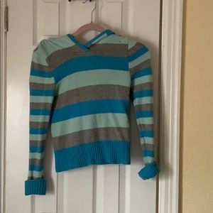 blue striped hoodie